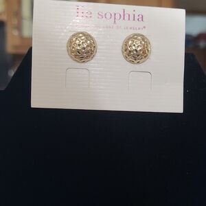 Lia Sophia Gold Hammered Earrings